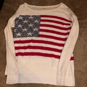 Hollister size small long sleeve flag sweater